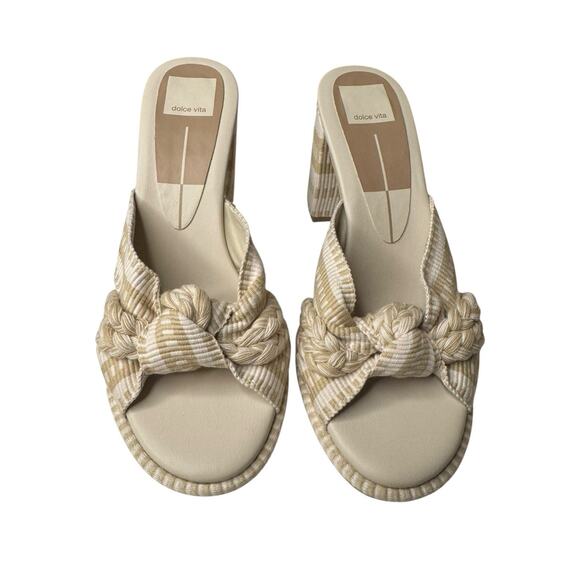 Dolce Vita NEW Brilah Natural Woven Sandals 8.5 Neutral Block Heel - Picture 2 of 9